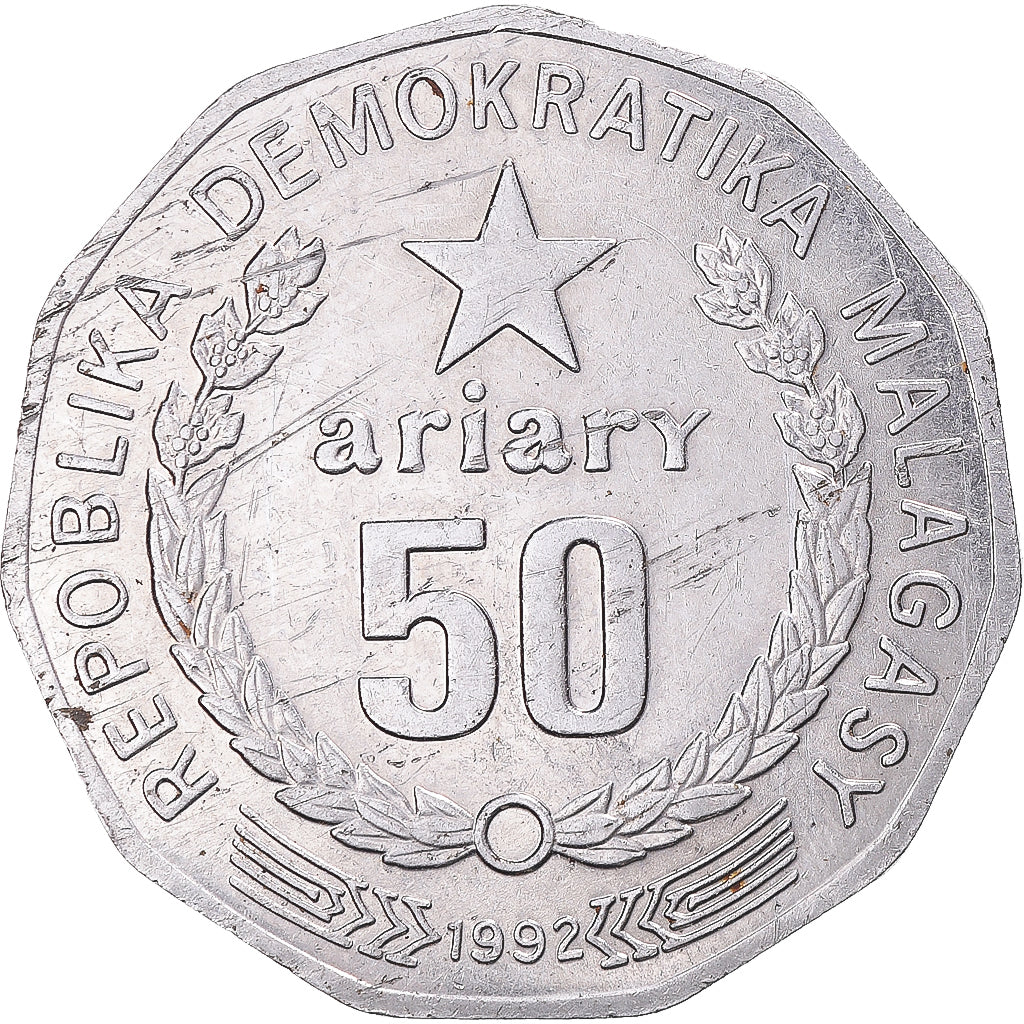 Coin, Madagascar, 50 Ariary, 1992