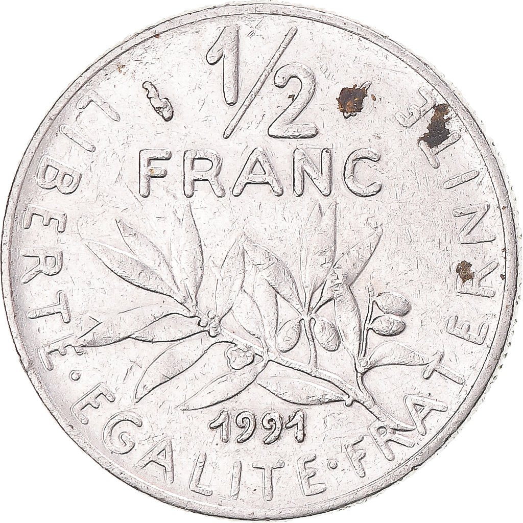 Münze, Frankreich, 1/2 Franc, 1991