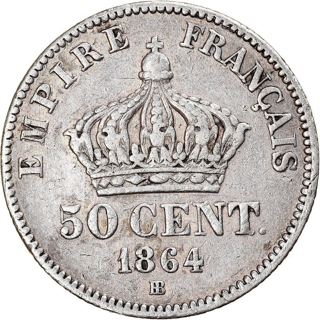Moneda, Francia, Napoleon III, Napoléon III, 50 Centimes, 1864, Strasbourg