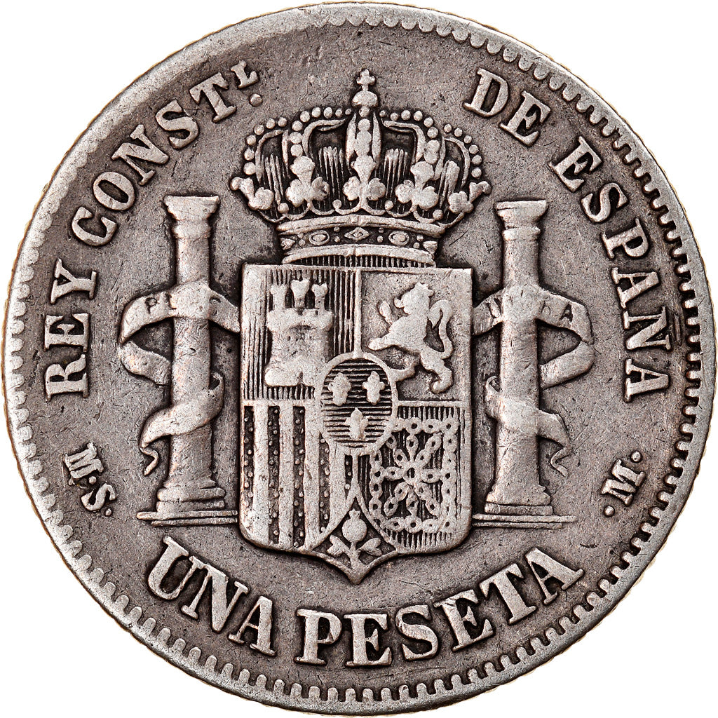 Moneta, Spagna, Alfonso XII, Peseta, 1883, Madrid, MB+, Argento, KM:686