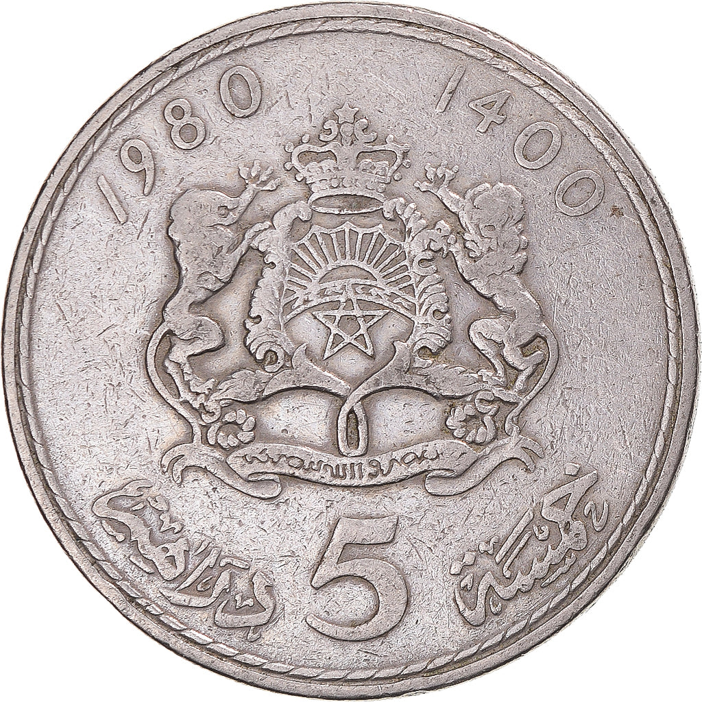 Moneda, Marruecos, 5 Dirhams, 1980