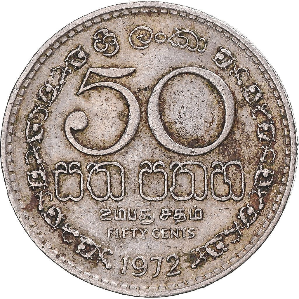 Moeda, Sri Lanka, 50 Cents, 1972