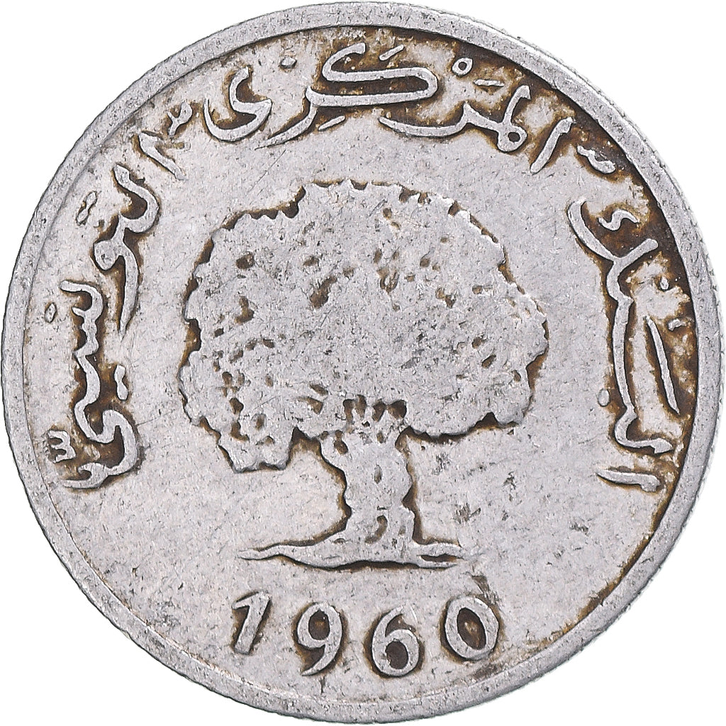 Moneta, Tunisia, 2 Millim, 1960