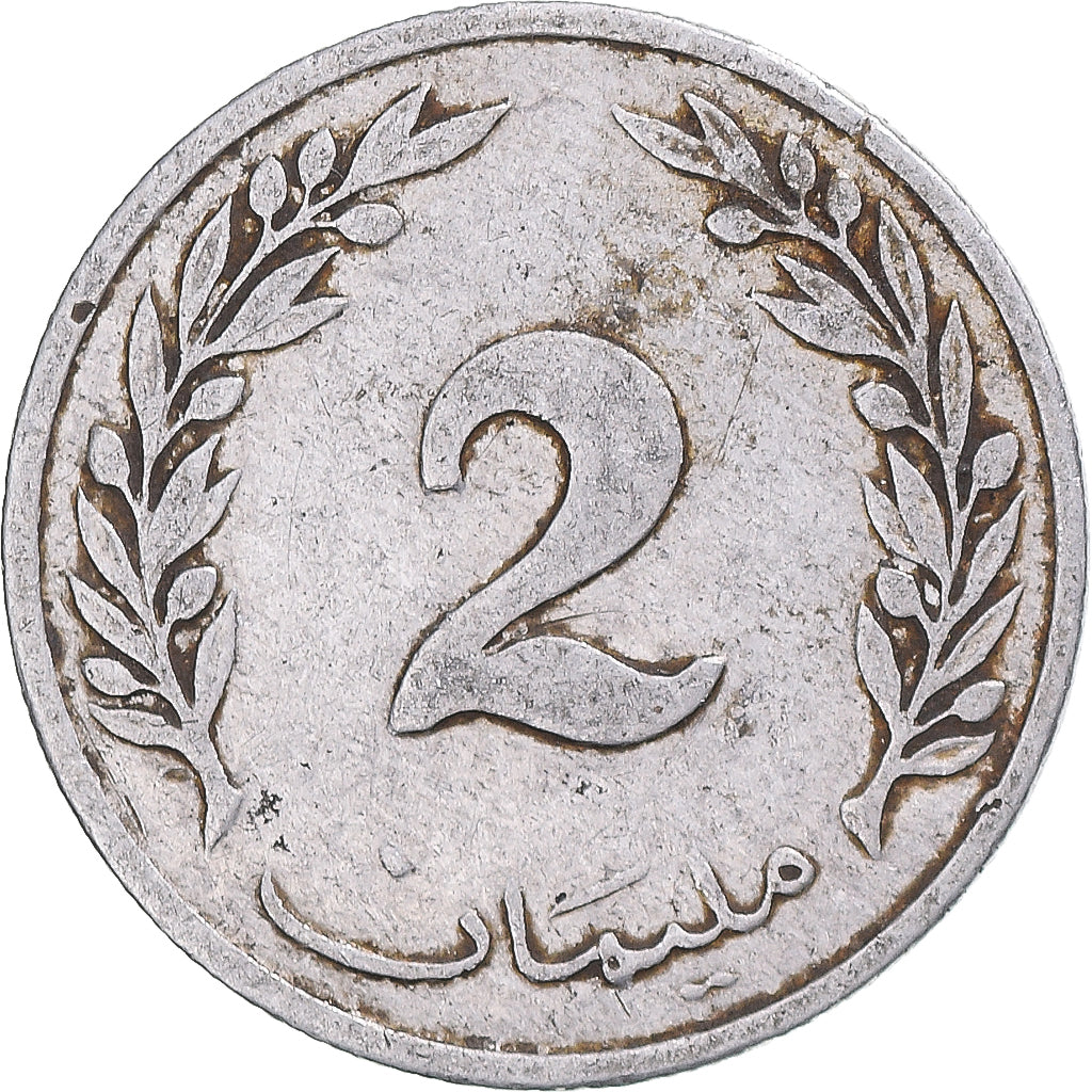 Moneta, Tunisia, 2 Millim, 1960