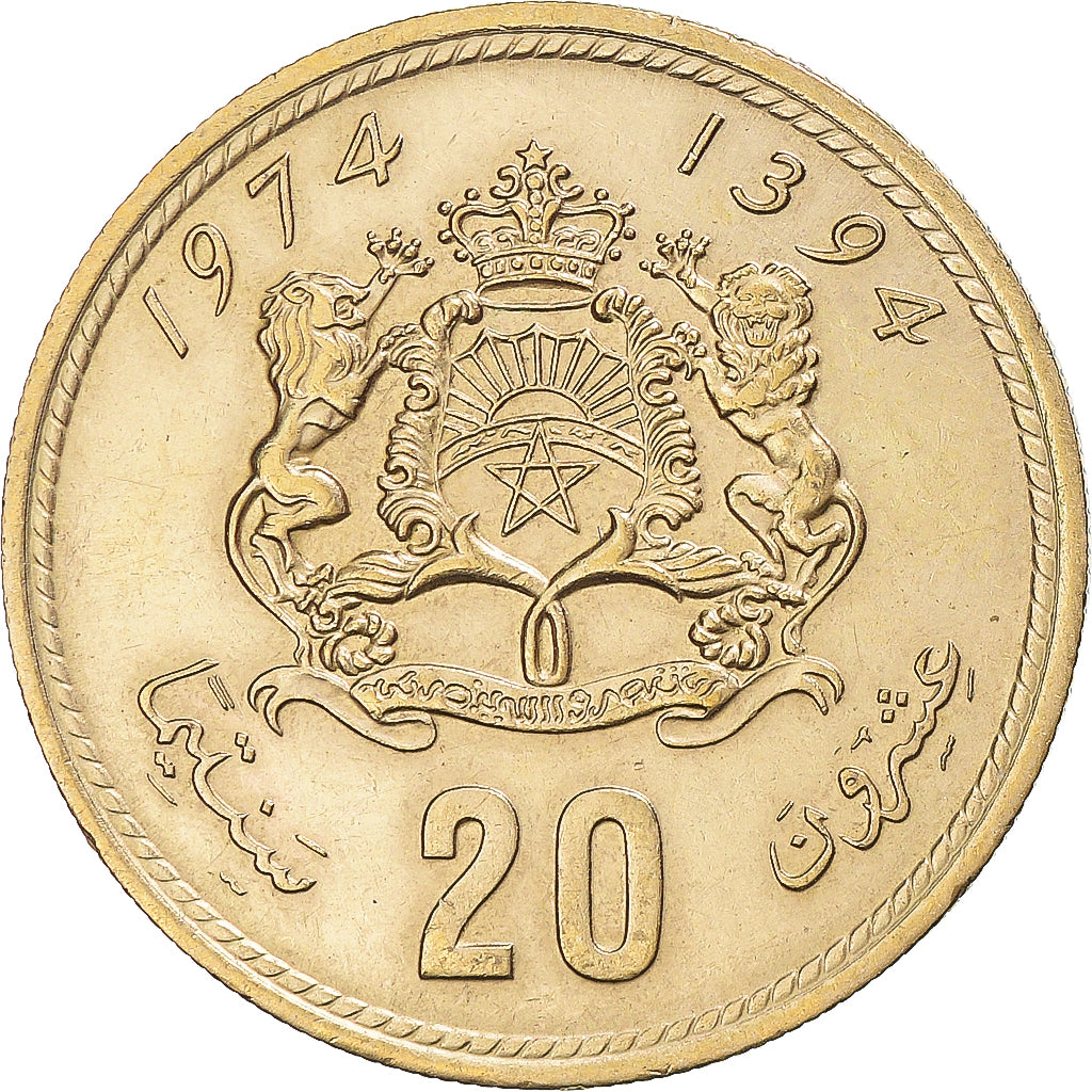 Moneta, Marocco, 20 Santimat, 1974