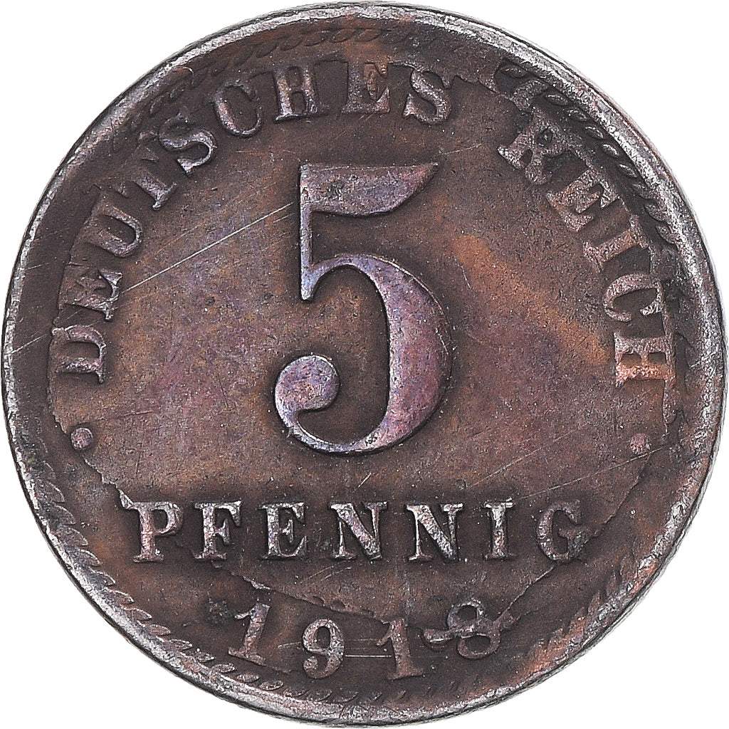 Moeda, Alemanha, 5 Pfennig, 1918