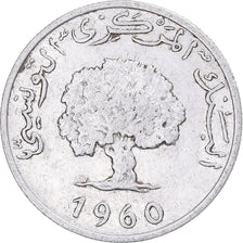 Moneta, Tunisia, 5 Millim, 1960