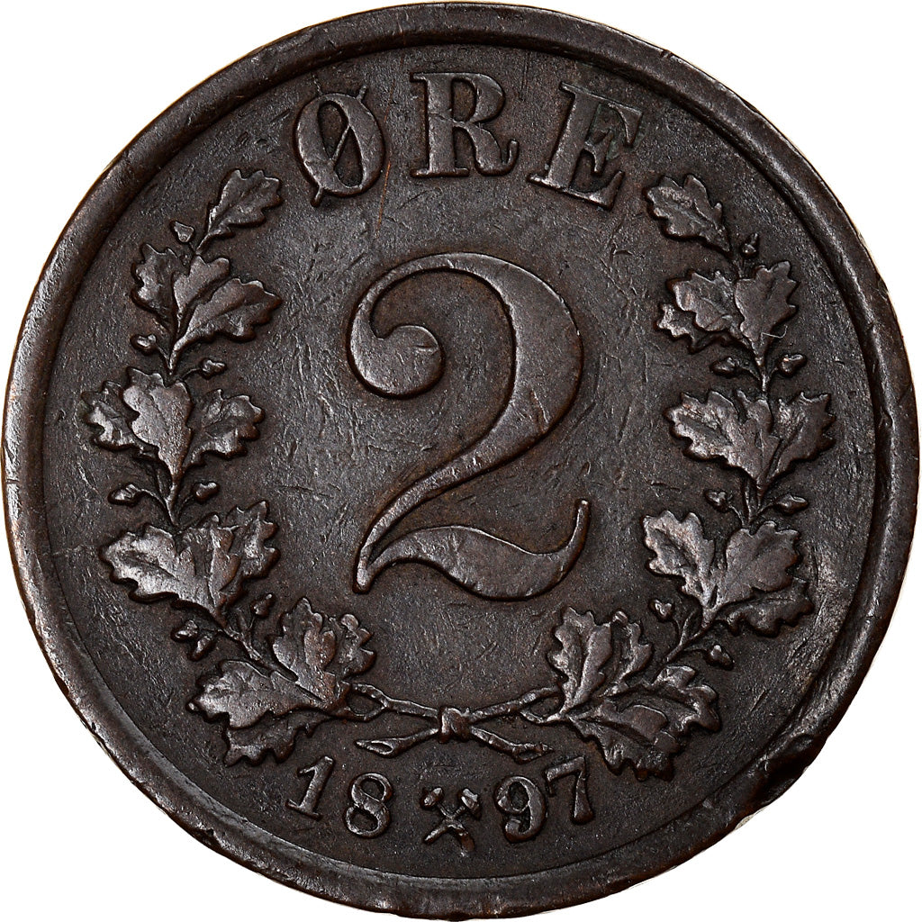 Coin, Norway, Oscar II, 2 Öre, 1897, VF(30-35), Bronze, KM:353