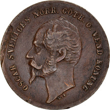 Coin, Sweden, Oscar I, 2 Öre, 1857, VF(30-35), Bronze, KM:688
