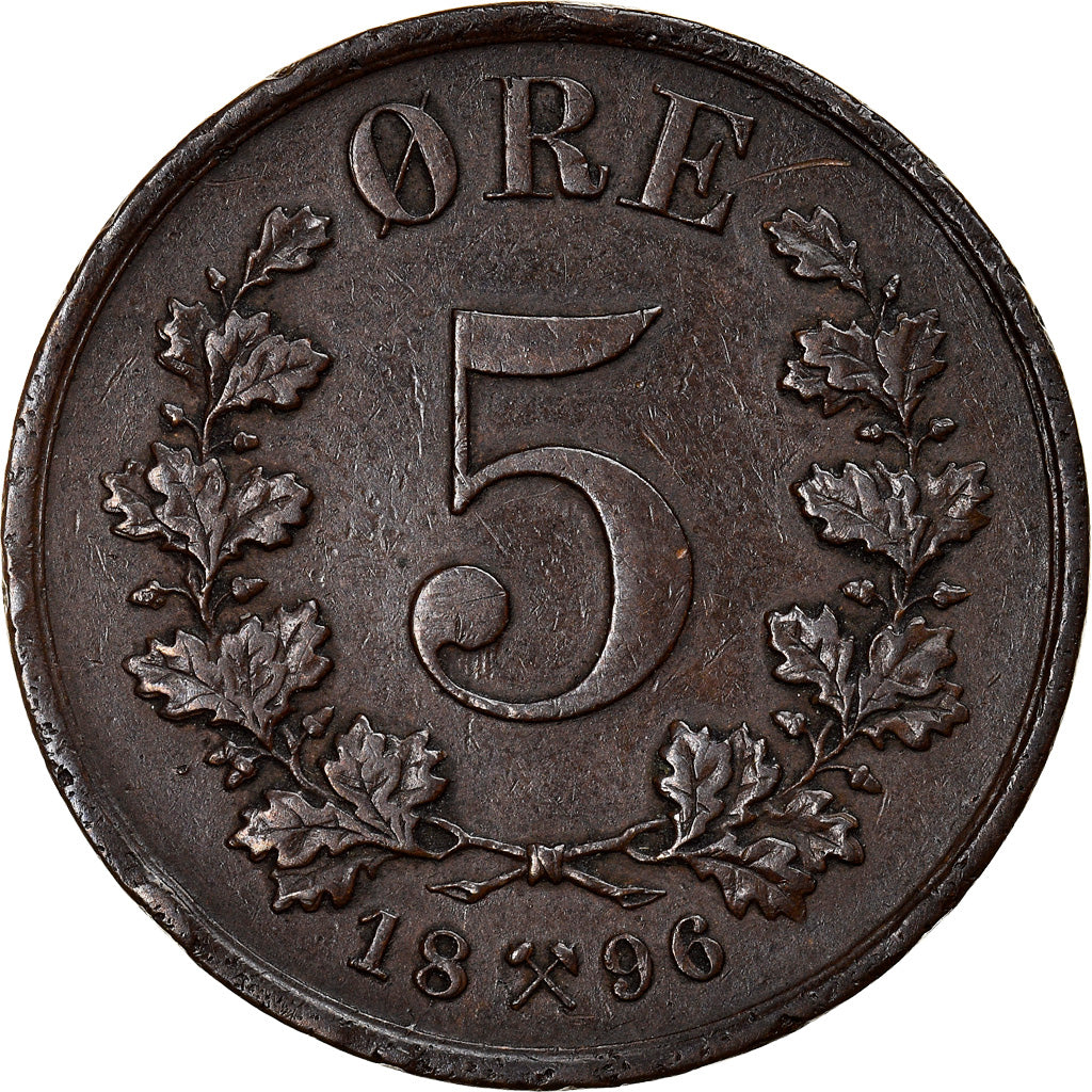 Coin, Norway, Oscar II, 5 Öre, 1896, VF(30-35), Bronze, KM:349