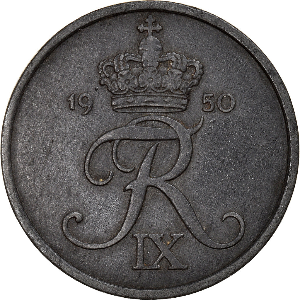 Moneda, Dinamarca, Frederik IX, 5 Öre, 1950, Copenhagen, BC+, Cinc, KM:843.1