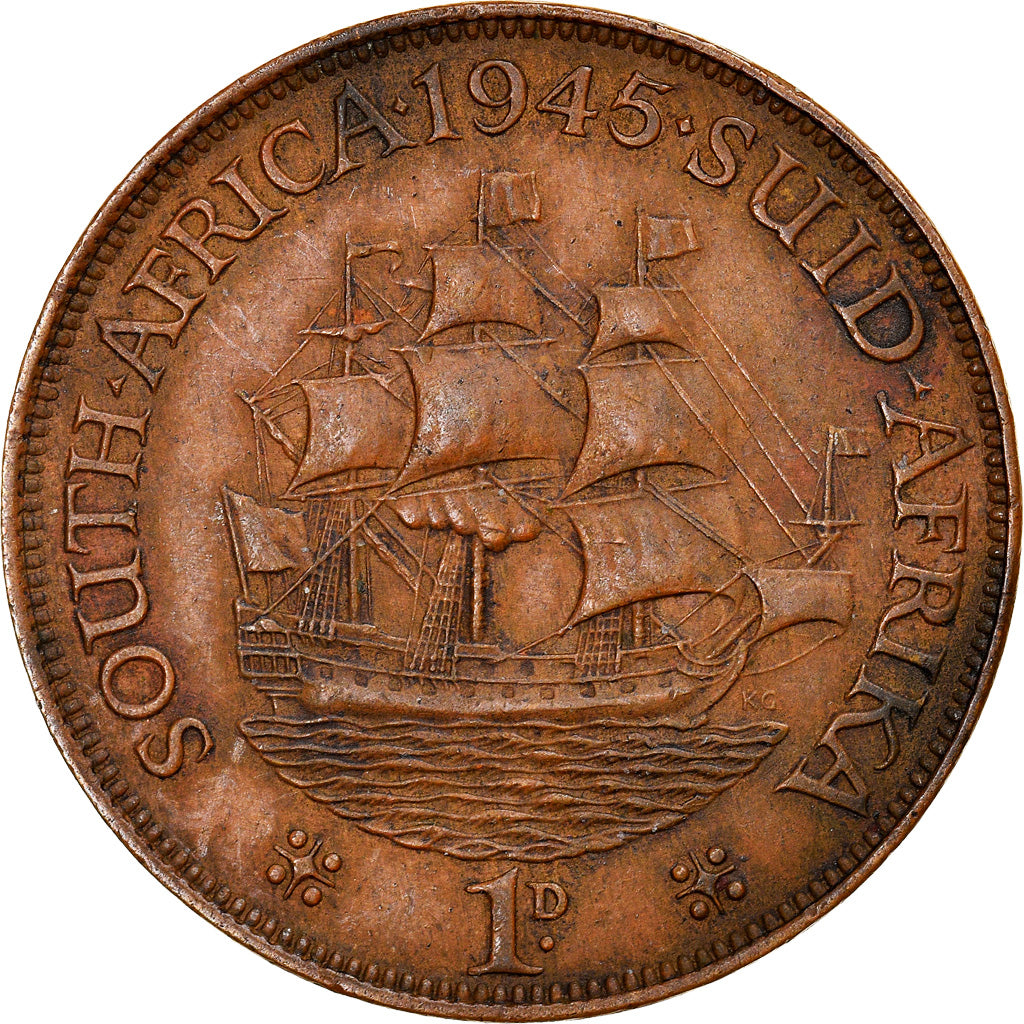 Monnaie, Afrique du Sud, George VI, Penny, 1945, TB+, Bronze, KM:25