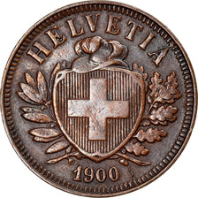 Coin, Switzerland, 2 Rappen, 1900, Bern, VF(30-35), Bronze, KM:4.2