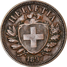 Coin, Switzerland, 2 Rappen, 1897, Bern, VF(30-35), Bronze, KM:4.2