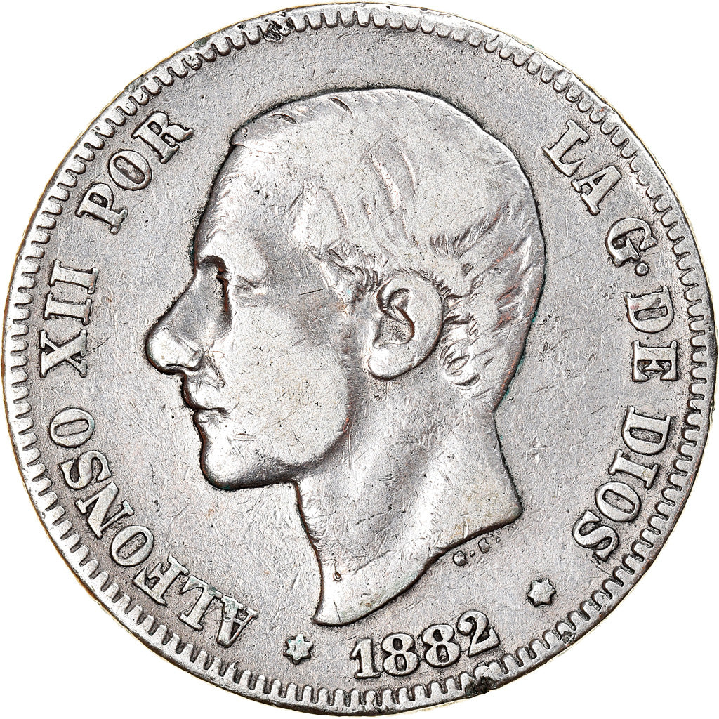 Coin, Spain, Alfonso XII, 2 Pesetas, 1882, Madrid, VF(20-25), Silver, KM:678.2
