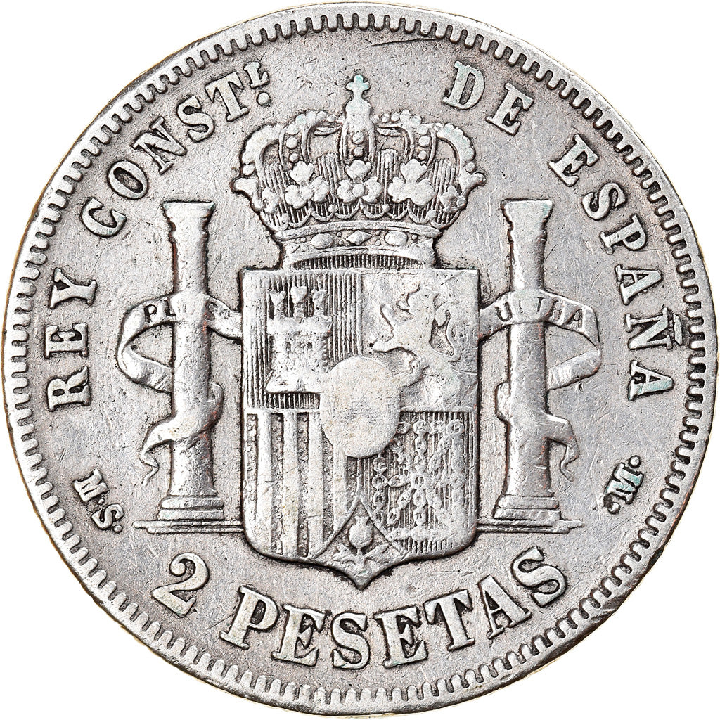 Coin, Spain, Alfonso XII, 2 Pesetas, 1882, Madrid, VF(20-25), Silver, KM:678.2