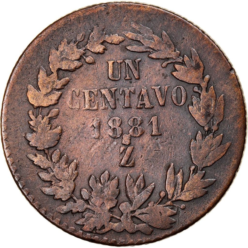 Moneda, México, Centavo, 1881, Zacatecas, BC+, Cobre, KM:391.9