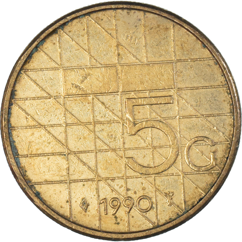 Münze, Niederlande, 5 Gulden, 1990