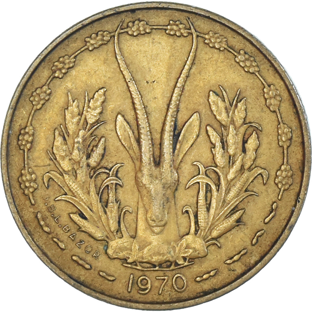 Coin, West African States, 5 Francs, 1970