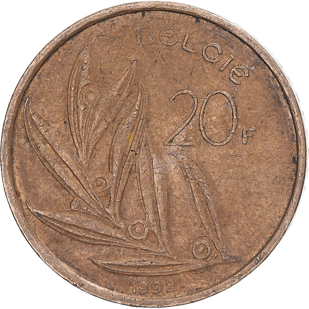 Coin, Belgium, 20 Francs, 20 Frank, 1992