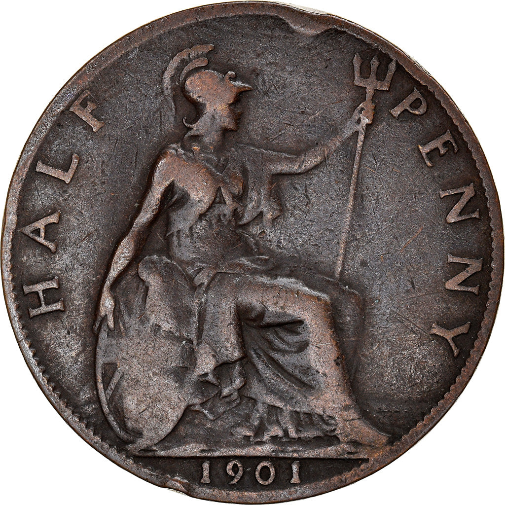 Coin, Great Britain, Victoria, 1/2 Penny, 1901, VF(20-25), Bronze, KM:789