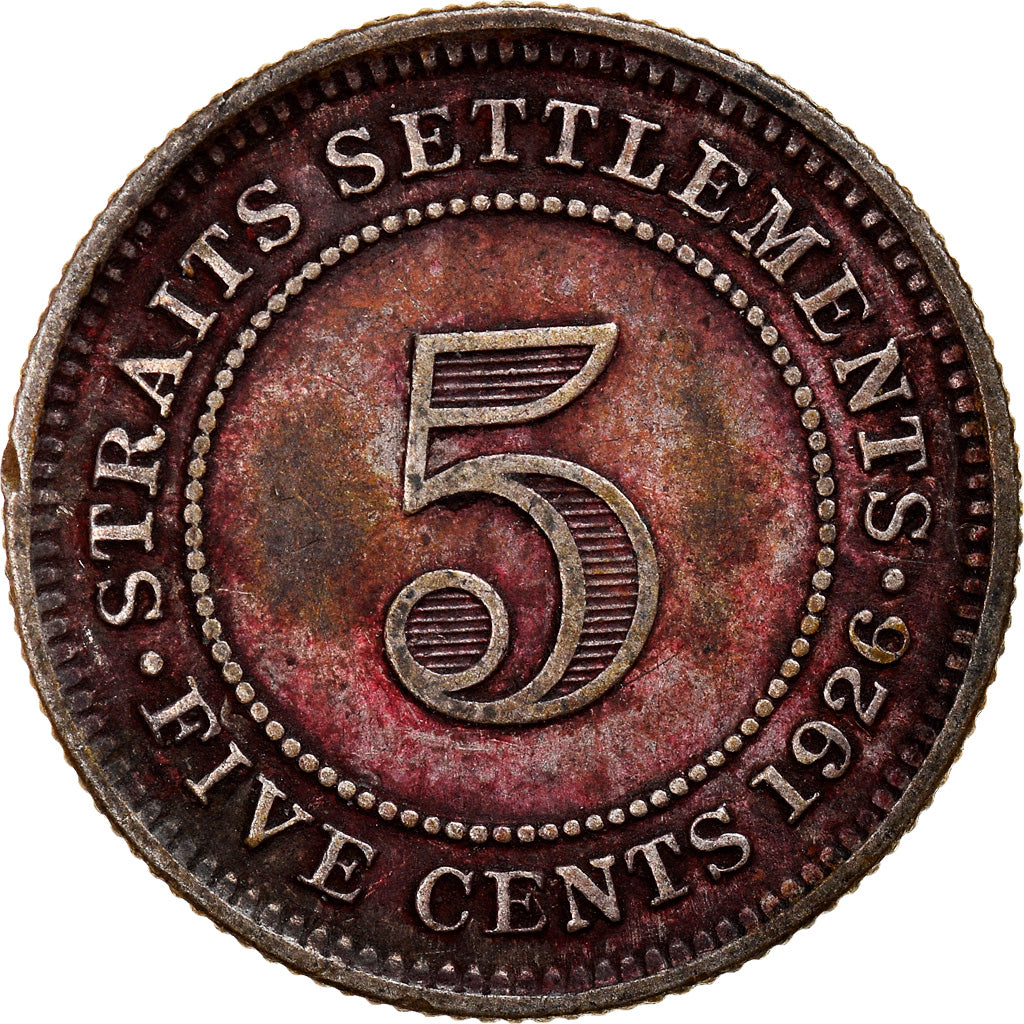 Coin, Straits Settlements, George V, 5 Cents, 1926, VF(20-25), Silver, KM:36