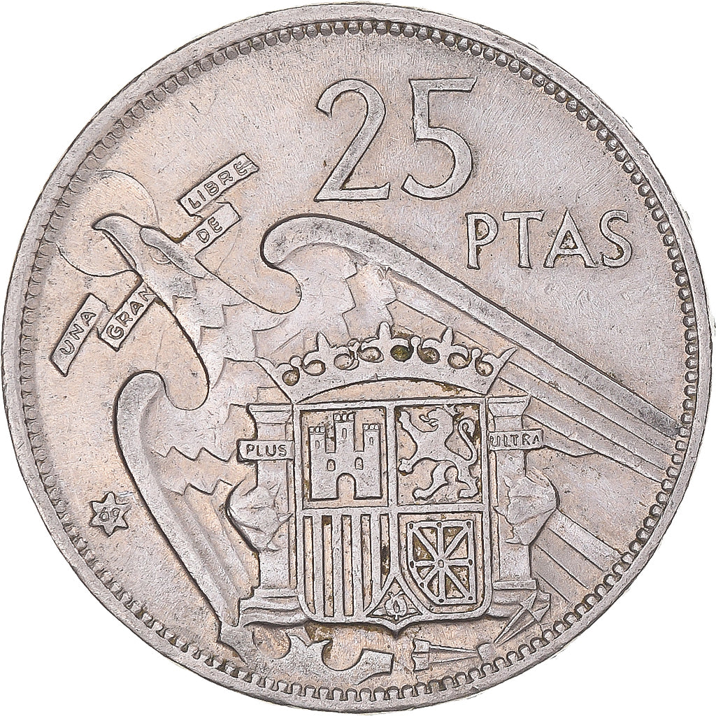 Moneta, Hiszpania, 25 Pesetas, 1969