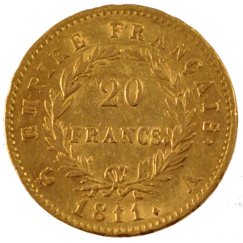 FRANCE, Napoléon I, 20 Francs, 1811, Paris, KM #695.1, EF(40-45), Gold, Gadoury