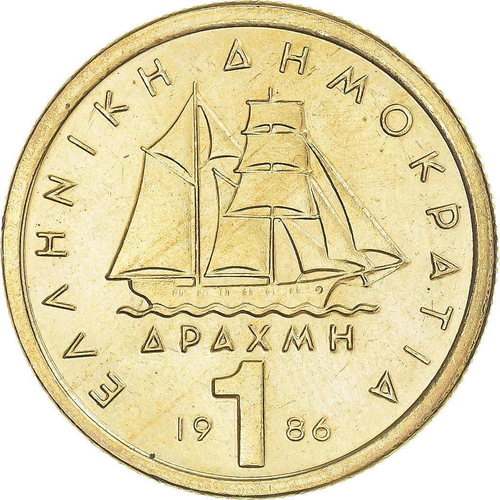 Coin, Greece, Drachma, 1986