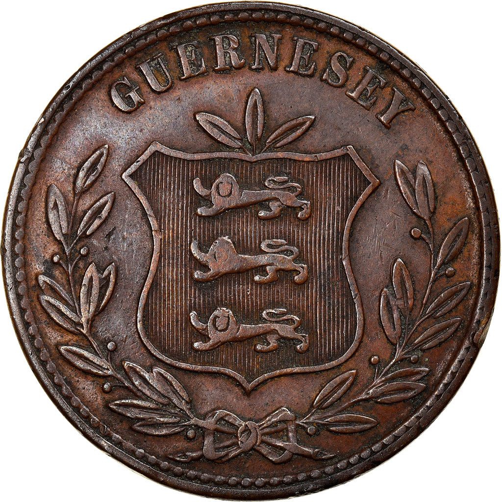 Coin, Guernsey, Victoria, 8 Doubles, 1874, Heaton, Birmingham, VF(20-25)