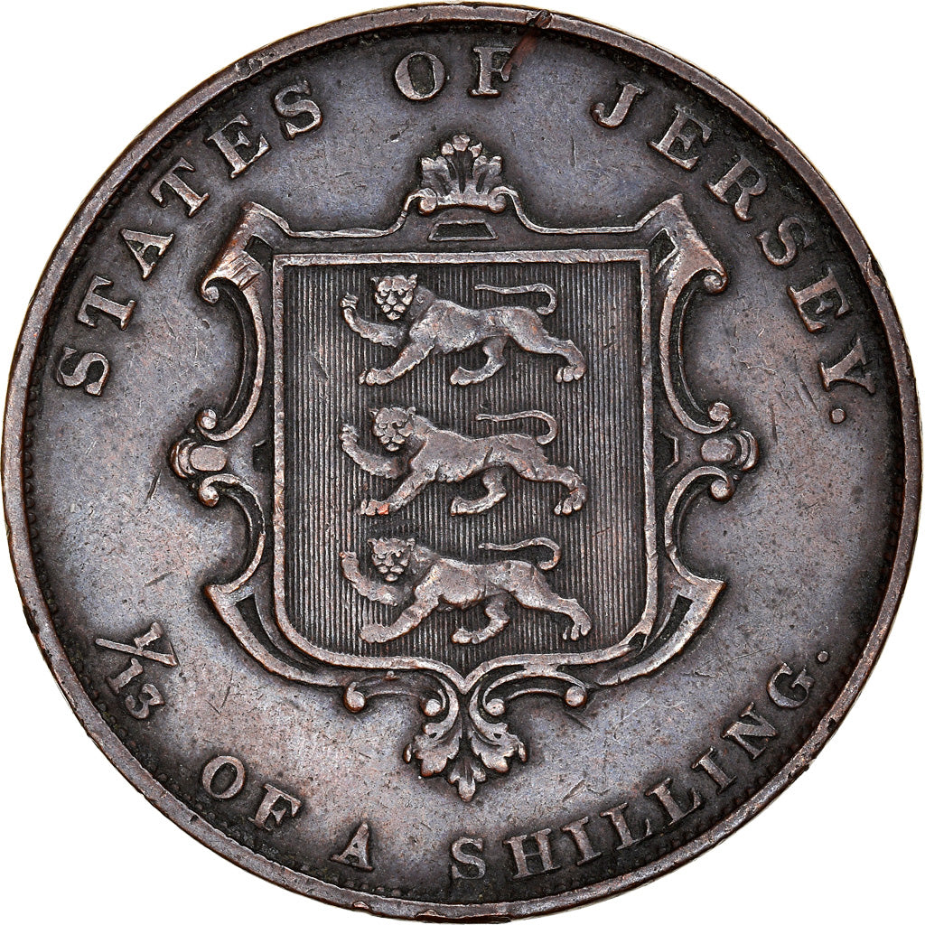 Coin, Jersey, Victoria, 1/13 Shilling, 1861, EF(40-45), Copper, KM:3