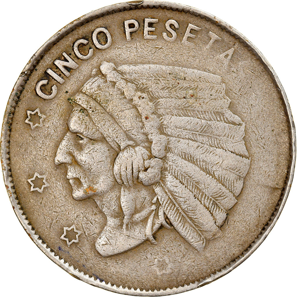 Spanien, 5 Pesetas, Indian Head, Jeton de Casino, Gaming chips, S, Copper-nickel