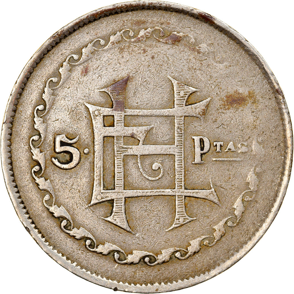 Spanien, 5 Pesetas, Indian Head, Jeton de Casino, Gaming chips, S, Copper-nickel