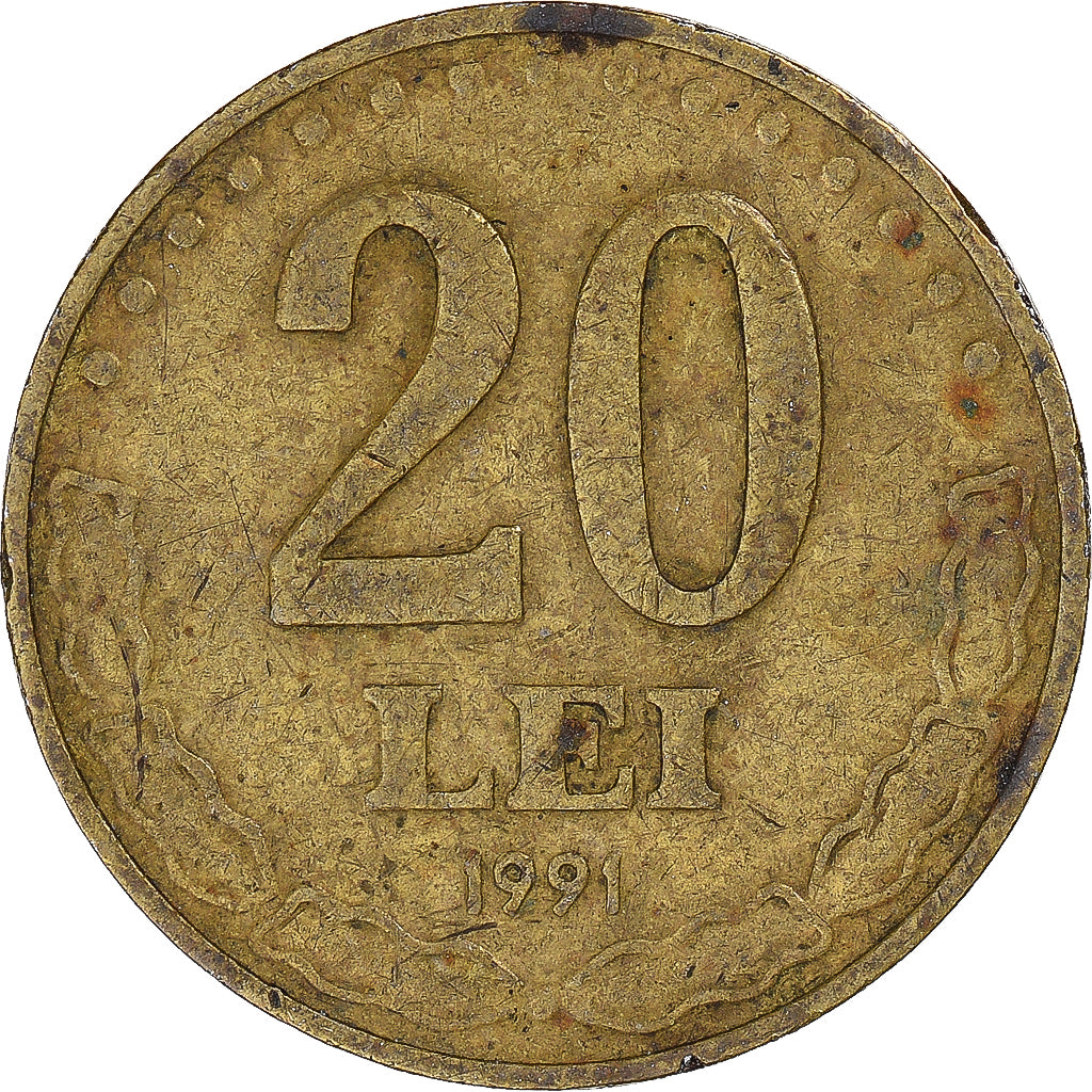 Monnaie, Roumanie, 20 Lei, 1991