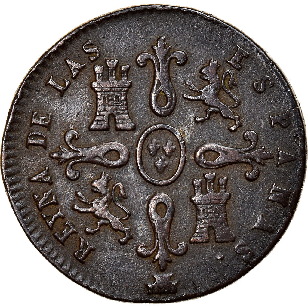 Moneda, España, Isabel II, 4 maravedis, 1849, Segovia, BC, Cobre, KM:530.3