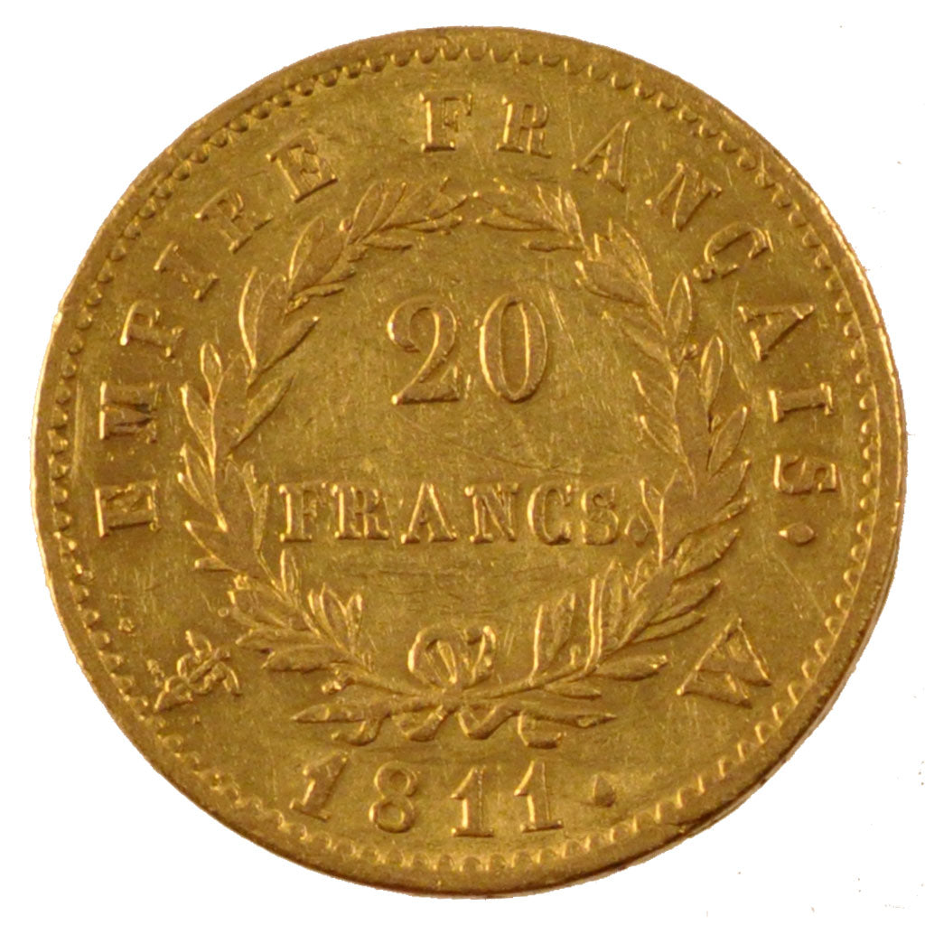 FRANCE, Napoléon I, 20 Francs, 1811, Lille, KM #695.10, AU(50-53), Gold, Gadoury