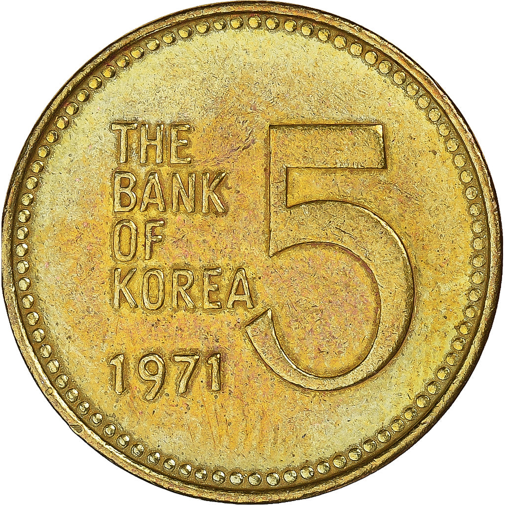 Moneda, Corea, 5 Won, 1971