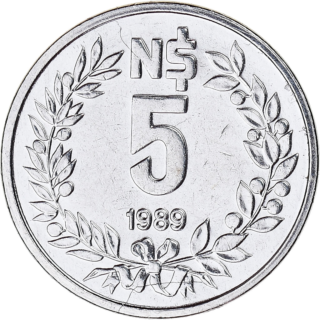 Monnaie, Uruguay, 5 Nuevos Pesos, 1989