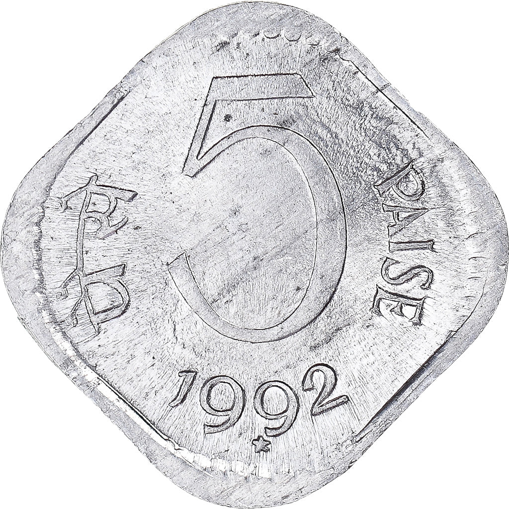 Coin, India, 5 Paise, 1992
