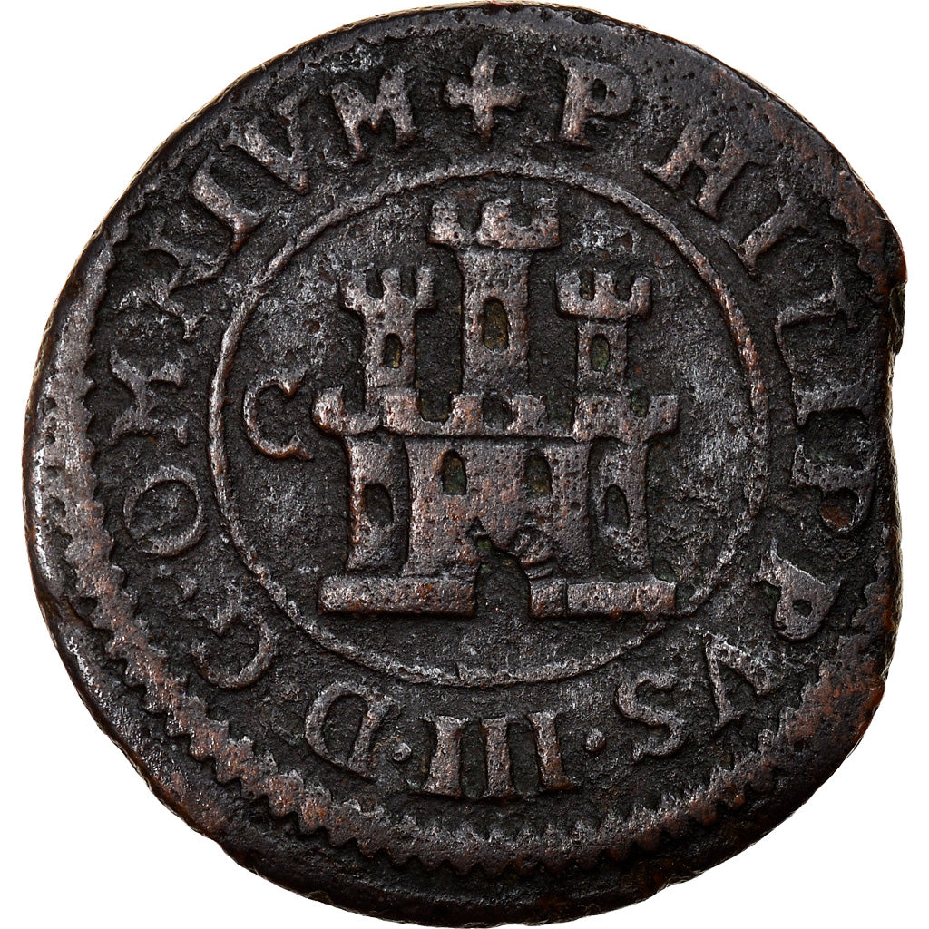 Moneda, España, Philip III, 2 Maravedis, 1600, Cuenca, BC+, Vellón, KM:3.3