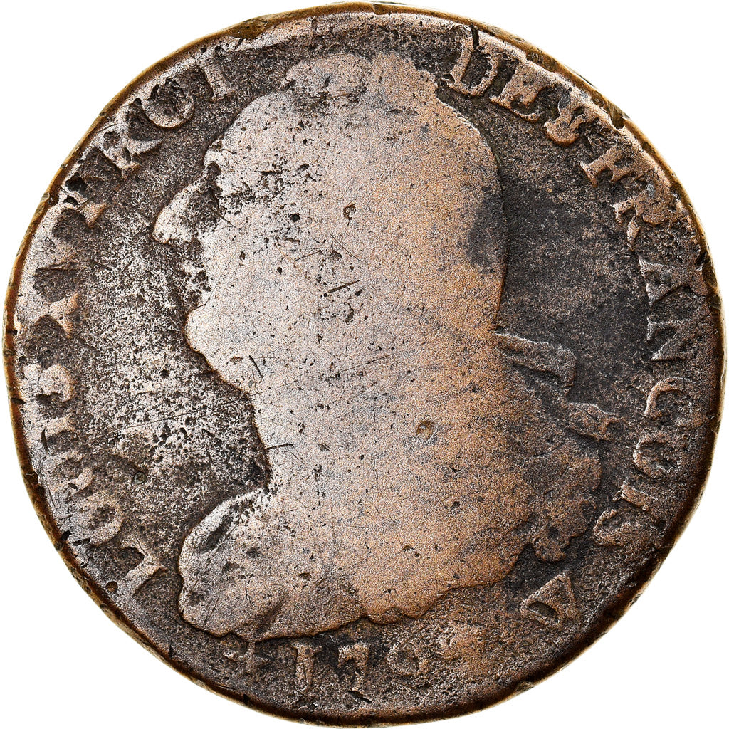 Moeda, França, Louis XVI, 2 sols françois, 2 Sols, 1792, Lille, VG(8-10)