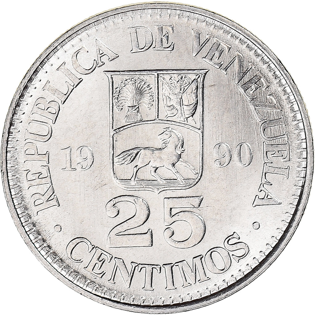 Moneta, Venezuela, 25 Centimos, 1990