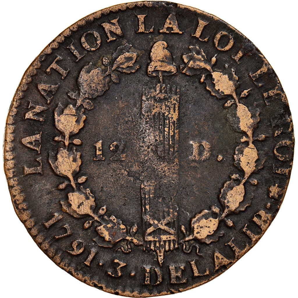 Coin, France, Louis XVI, 12 deniers françois, 12 Deniers, 1791, Paris