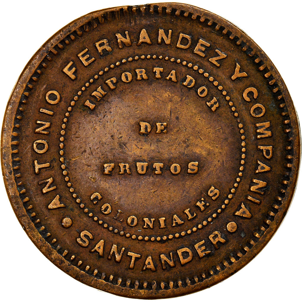 Spain, Advertising Token, Alfonso XII, Importador de frutos, 1880, Santander