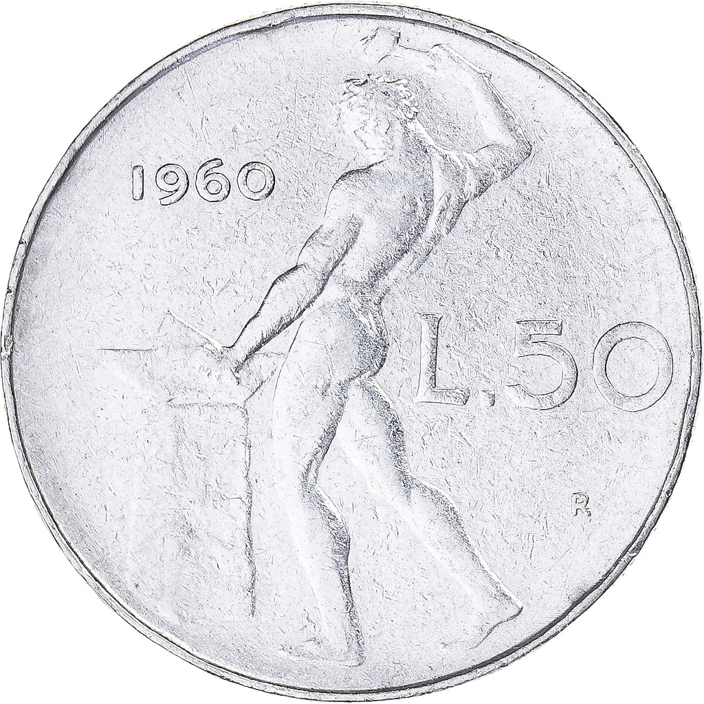 Münze, Italien, 50 Lire, 1960