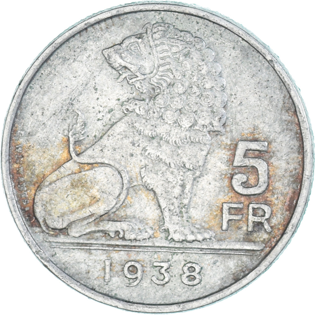 Coin, Belgium, 5 Francs, 5 Frank, 1938