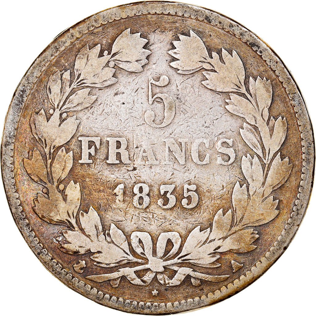 Munten, Frankrijk, Louis-Philippe, 5 Francs, 1835, Paris, ZG+, Zilver, KM:749.1