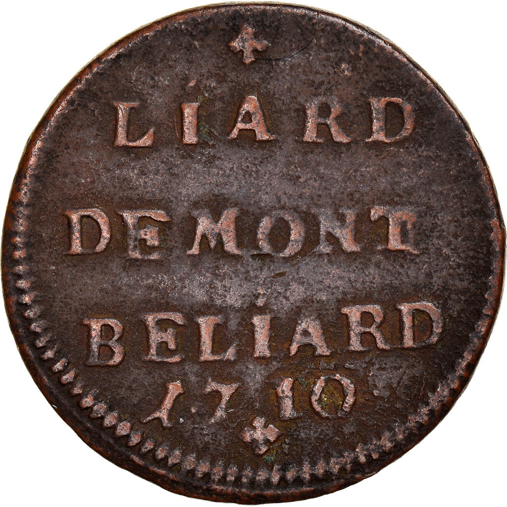 Monnaie, France, Liard, 1710, Montbéliard, TB, Cuivre, Boudeau:1303
