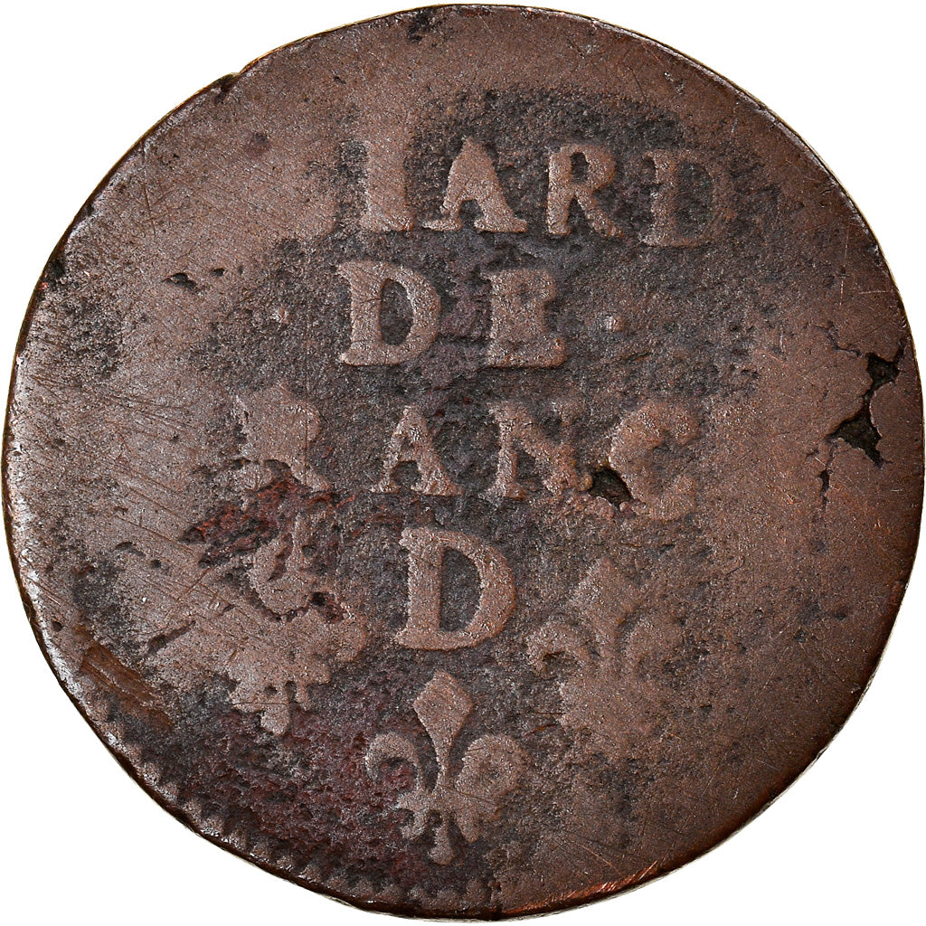 Moneta, Francia, Louis XIV, Liard de France au buste juvénile, deuxième type