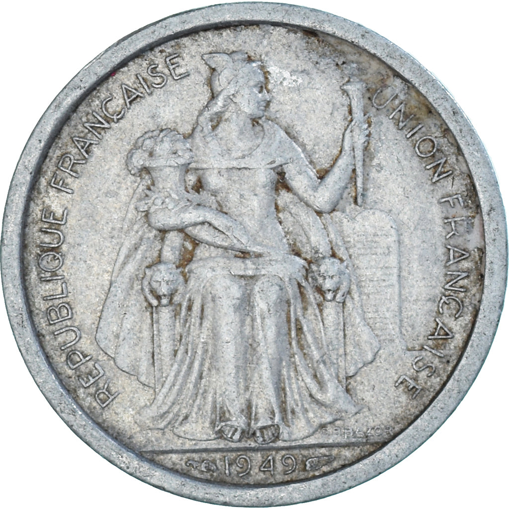 Münze, Oceania, 2 Francs, 1949
